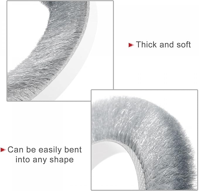uxcell Weather Stripping Brush, 26ft L x 0.35" W x 0.6" H Self-Adhesive Seal Weatherstrip Sweep Brush Gray for Door Window