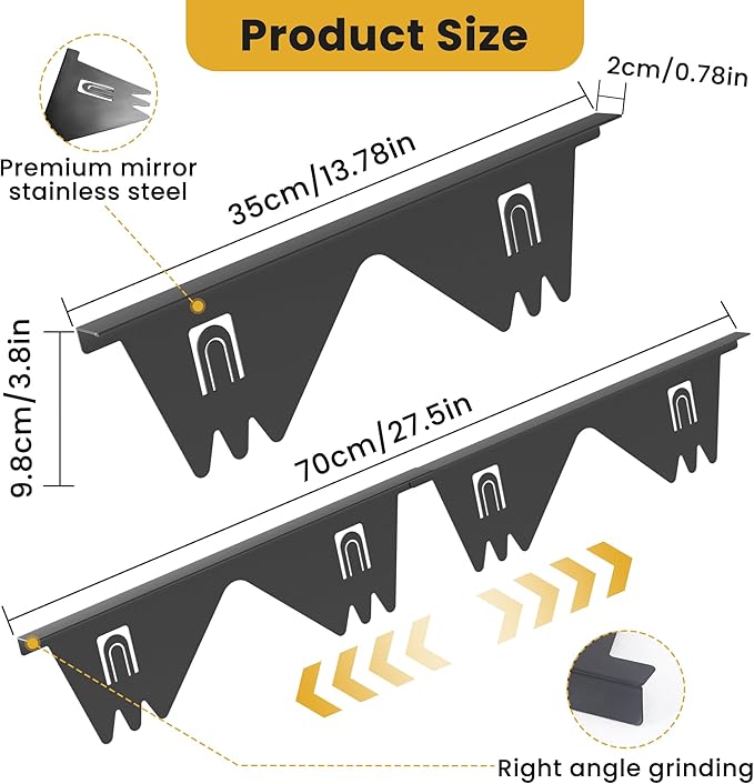 Stainless Steel Stove Gap Covers - 316 Stove Gap Filler, Easy retractable Length 13.8" to 27.5", Width 0.79", Heat Resistant Guard Between Stove Top & Counter, 2 Pck