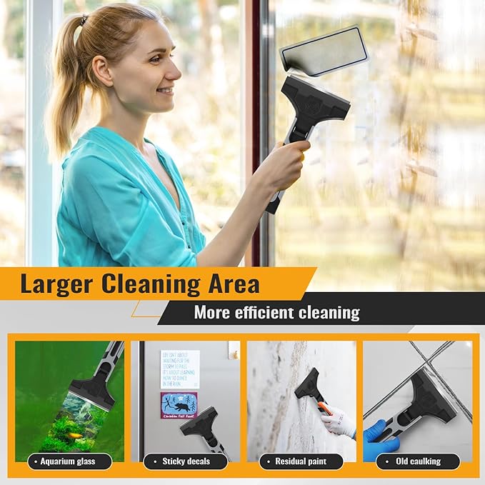 4" Razor Blade Scraper, Scraper Tool with 15pcs Razor Blades, Scrapper for Cleaning Paint, Sticker & Caulk Remover Tool, Glass Scraper for Windows, Stove Top, Oven, Cooktop, Floor, Tile