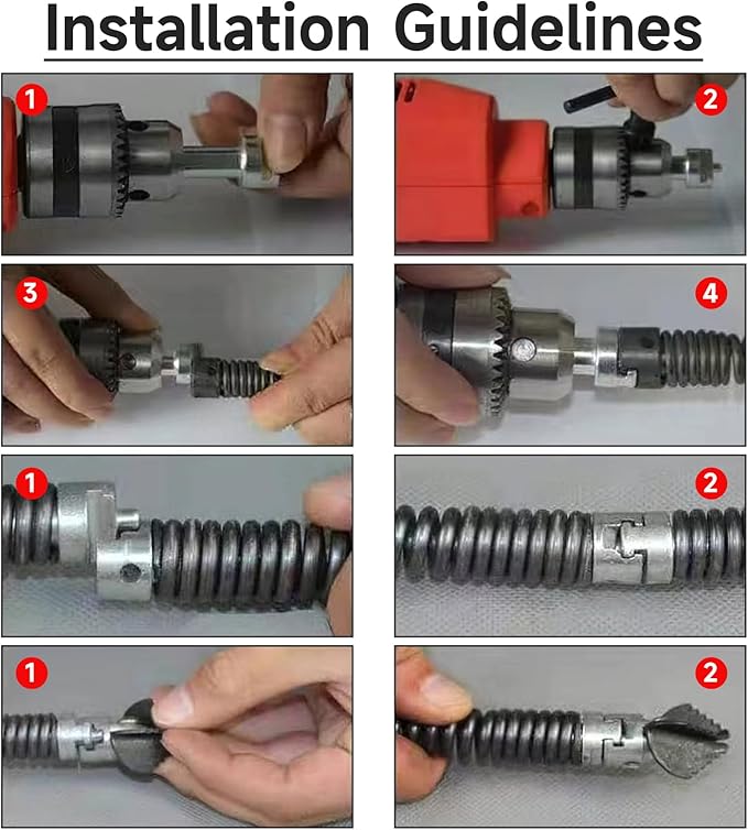 7Pcs Drain Cleaner Combination Cutter Head Set, 16mm Drain Dredging Combination Cutter Head for Ridgid k50 K400 Drain Snake Drain Cleaner