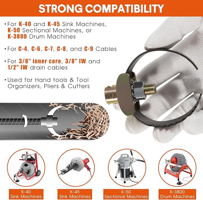 52817 T-231 2-1/2" Heavy Duty C Cutter Cable Coupling Drain Cleaning Tool Fits for C-4 C-6 C-7 C-8 C-9 Ridgid Sectional Cables, Compatible with K-40 K-45 K-50 K-3800 Drain Cleaning Machines