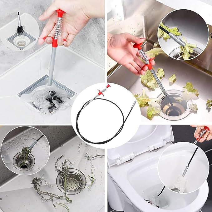 116 Inch Drain Snake, Hair Drain Clog Remover- Flexible Gutter Cleaning Tools for Home Sink, Bathroom Tub,Drain, Toilet, Tight Spaces