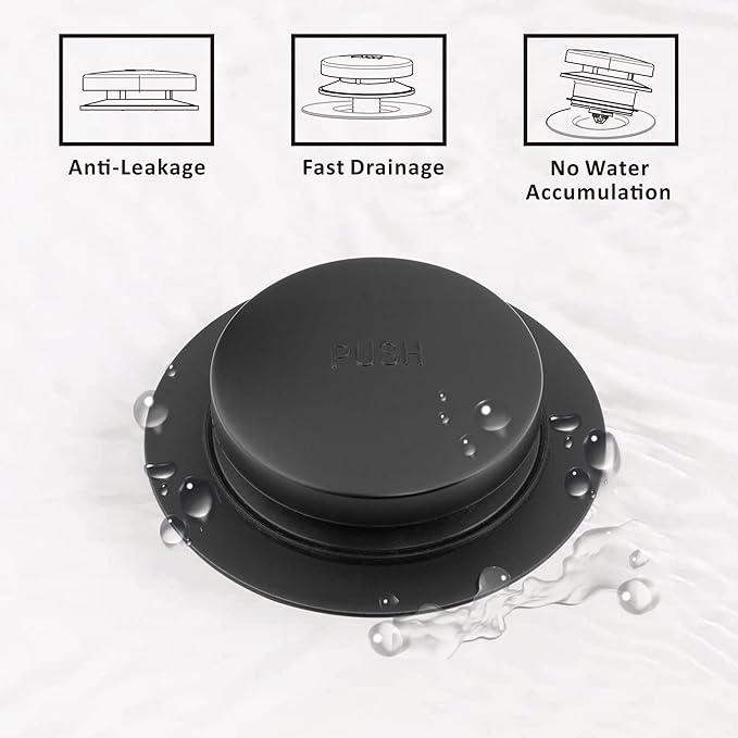 Artiwell Universal Tip Toe Bath Drain Stopper and Cover, Bathtub Drain Stopper, Replaces Lift and Turn, Tip-Toe and Trip Lever drains for Tub, EZ Installation and Clearing (MATT Black)
