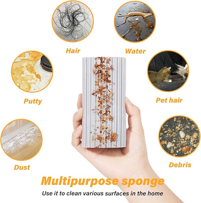 2-Pack Damp Duster Sponge for clean, Magic Sponge Eraser Baseboard Cleaner Tool, Dusters for Cleaning Blinds, Glass, Vents, Railings, Mirrors,Window Track Grooves and Faucets