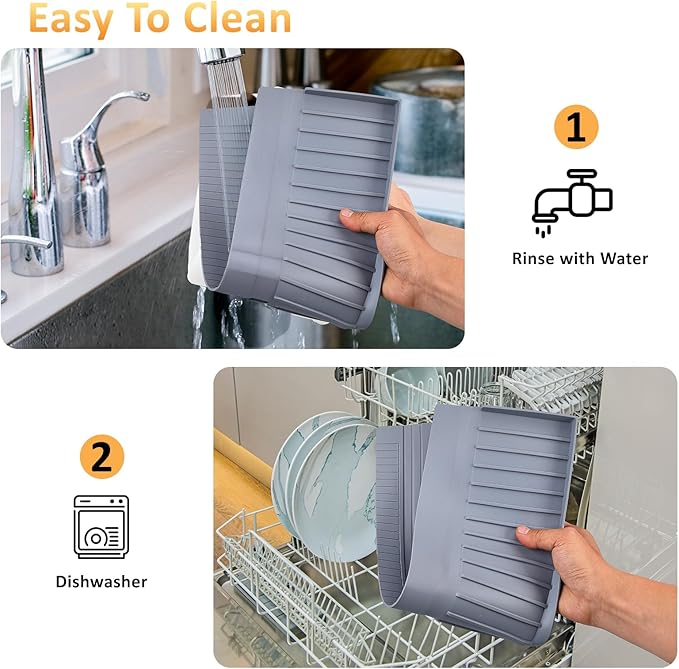 Sink Edge Protector with Suction Cup 4"x24", Silicone Sink Splash Guard for Kitchen & Bathroom, Protect Countertop from Scratches, Stains, for Stainless Steel Granite Quartz-Grey