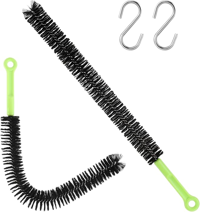2 Pcs Drain Clean Brush Set,with 2 S-shape Hooks Extended Dryer lint Removal Brush Drain Clog Remover for Toilet, Kitchen Sink, Sewer Drain, Bathroom Tub(size:16 inch)