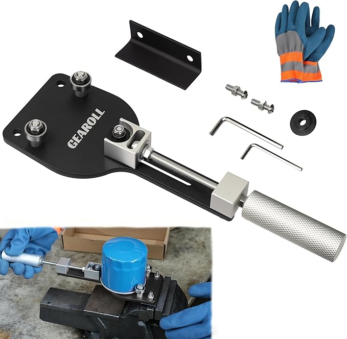 77750 Oil Filter Cutter Tool with Vise Jaw Plate, Oil Filter Cutter Cutting Tool for Filter Cutting Range 2-3/8" to 5" (Black)