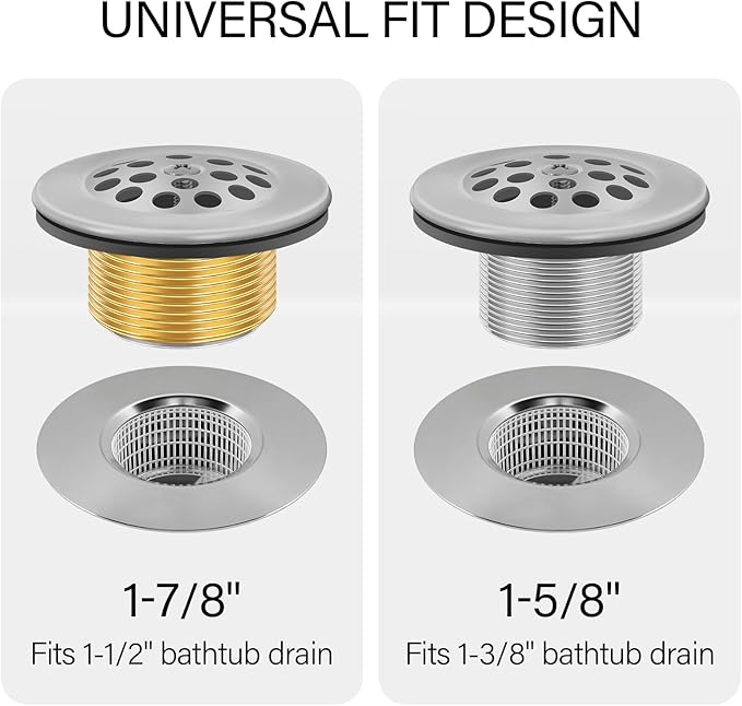 Brushed Nickel Trip Lever Bathtub Drain Tub Trim Set with Trip Lever Overflow Face Plate, Bathroom Tub Drains Replacement Conversion Tub Drain Kit Assembly with Universal Fine Coarse Thread