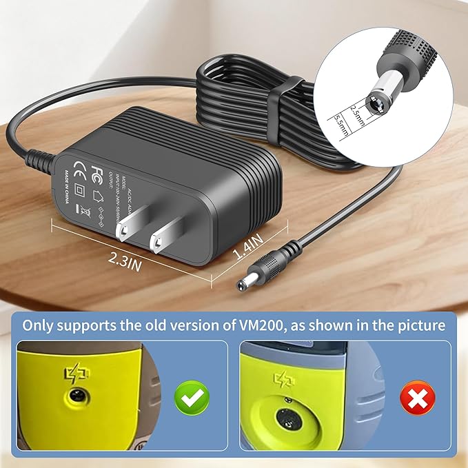 13.3V Charger for 10.8V Battery Vacuum Mop Compatible with Shark VM200(Old) VM200C VM252 VM401 UM200 UM205 VC200 VC205 VM190 10.8V Li-ion Battery Hard Floor Vacuum Mop Adapter Charger