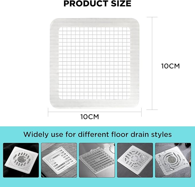 35 Pack Disposable Floor Drain Stickers, Hair Drain Stickers Disposable Shower Drain Hair Catcher Bathroom Accessories Bathtubs Mesh for Bathroom,Kitchen,Shower,Laundry (Square-35PC)
