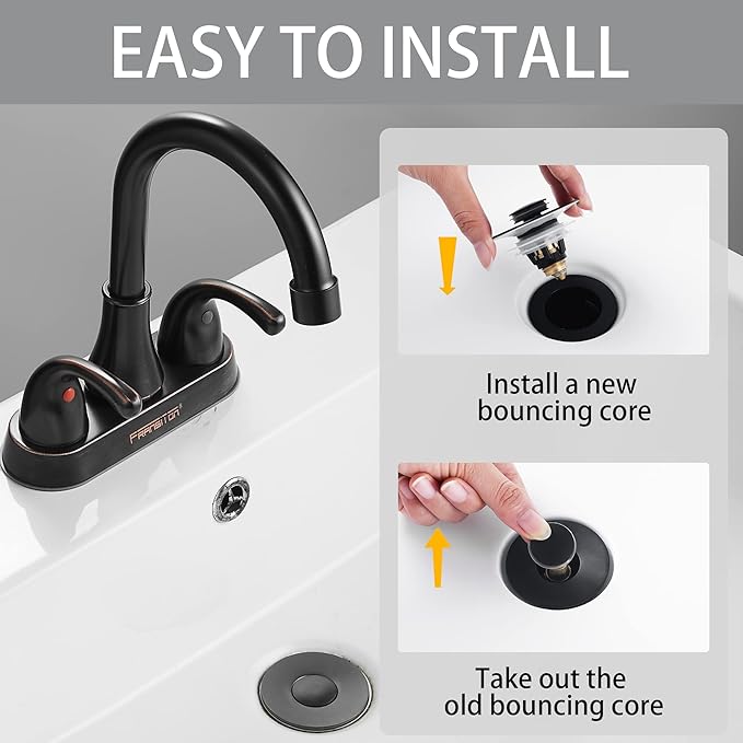 Fransiton Bathroom Sink Stopper, 1.1-1.77 Inch Basin Pop Up Black Sink Drain Stopper, Anti Clogging Drain Plug with Detachable Hair Catcher