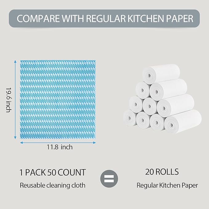 Disposable Dish Cloths,Multi use Reusable Cleaning Cloth,Machine Washable J Cloth,Heavy Duty Handy Cleaning Wipes 11.8" X 19.6" (150 Count)