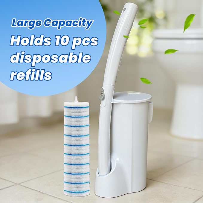 40 Disposable Toilet Brush Replacement Pads, Wall Mounted Toilet Holder Set Toilet Cleaning System Starter Kit, Toilet Stick Pads (White)