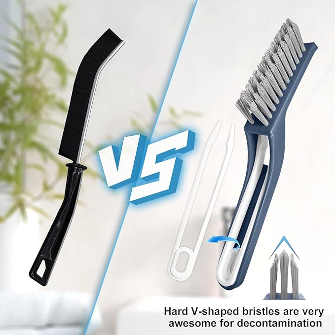 Stiff Bristle Brush - Hard Bristle Crevice Cleaning Brush Tools for Household, Kitchen, Bathroom, Window, Toilet, Corners, Multi Purpose Hard Bristle Brushes for Deep Cleaning Gap(2 pcs)