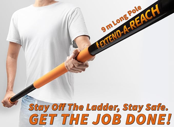 36 Foot High Reach Duster Kit with 5-30 ft Extension Pole // High Ceiling Dusting and Window Cleaning Kit with Telescopic Pole // Window Washer & Squeegee, Cobweb Duster, Fan Blade and Feather Dusters