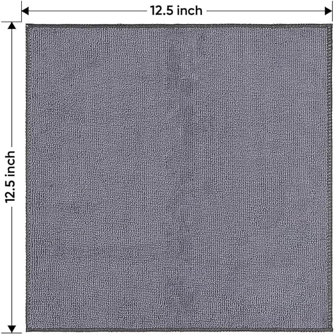 HOMEXCEL Microfiber Cleaning Cloth 12 Pack, 12.5 x 12.5 inch Microfiber Towels for Cars, Ultra Absorbent Washing Cloth, Lint Free Streak Free Cleaning Rags for Car, Kitchen, and Window (Grey)