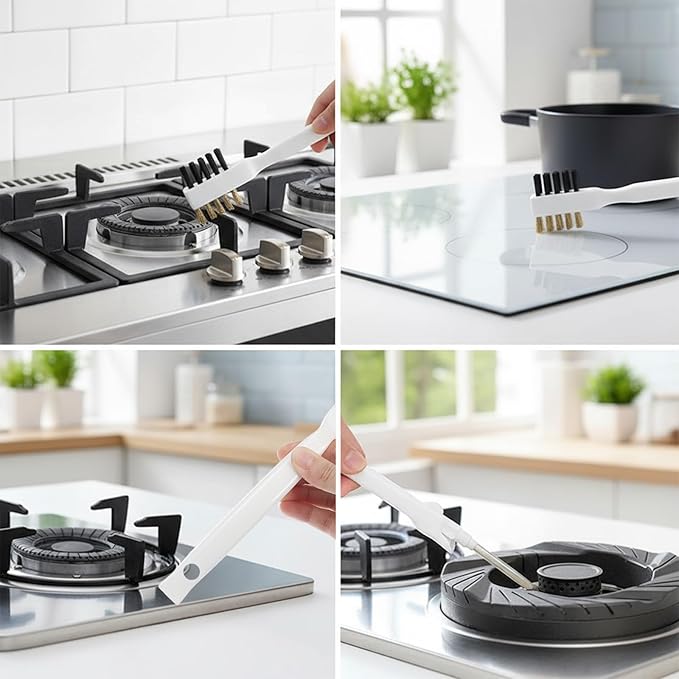 2-Pack Gas Stove Top Cleaner - Gas Stove Kitchen Cleaning Scrub Brush with Cooktop Scraper, Household Cleaning Tools & Scrubber for Range Hood Grease Grime