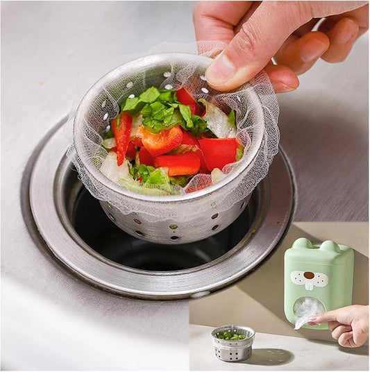 300 Sink Strainer Net Bags for Sink Drain Strainer with Storage & Dispenser Box,Anti-Clogging Disposable Drain Dovers Mesh Filter Sink Trash Catcher Bags for Kitchen,Bath,Tub Drain etc