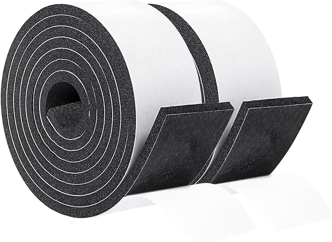 Yotache Foam Rubber Seal Strip Tape 2" x1/4", Foam Adhesive Strips Closed Cell Foam Tape Automotive Weather Stripping, 2 Roll Total 13 Feet Long