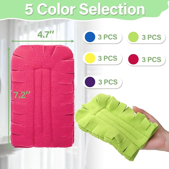 15 Pieces Reusable Duster Refill, 360° Heavy Duty Fleece Duster Pads Refills, Washable Hand Dusters Pads for Cleaning Ceiling, Fan Hardwoods Window Kitchen Floor