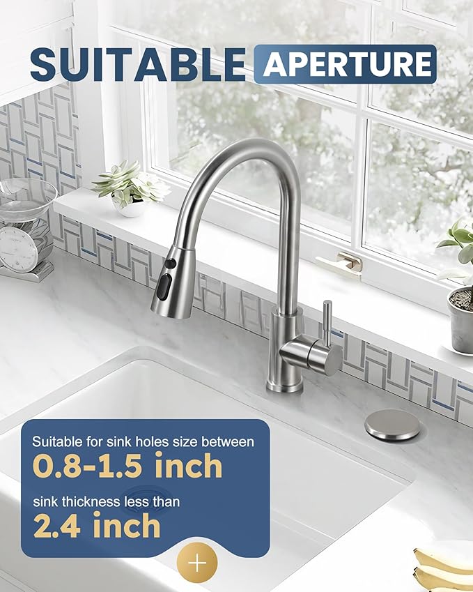 ARCORA Kitchen Sink Hole Cover: Premium Faucet Hole Plate Stopper Plug, Countertop Extra Hole Plastic Cap for Soap Dispenser Sprayer Tap, Brushed Nickel