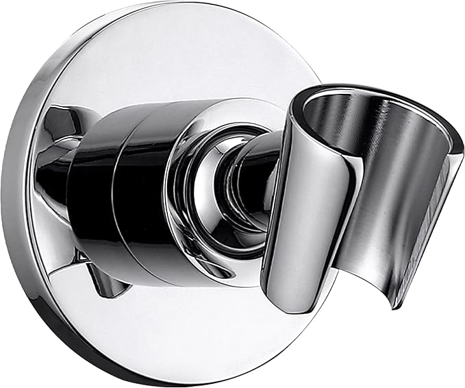 G-Promise All Metal Handheld Shower Head Holder, Adjustable Wall Mount Shower Wand Bracket, Strong Adhesive Disc Mount or Drill Installation (Round, Chrome)