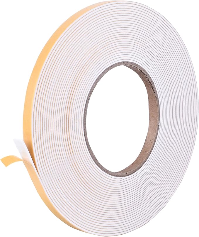 Kikerike Self Adhesive Foam Tape Weatherstrip 1/4in x 1/16in x 33Ft High Density Foam Insulation Strips Seal Weather Stripping with Strong Adhesive for Door and Window Sound Isolation Soundproofing