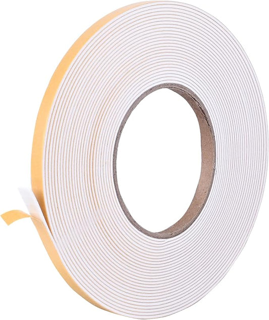 Kikerike Self Adhesive Foam Tape Weatherstrip 1/4in x 1/16in x 33Ft High Density Foam Insulation Strips Seal Weather Stripping with Strong Adhesive for Door and Window Sound Isolation Soundproofing