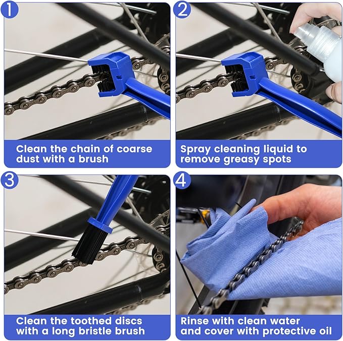 Bike or Motorcycle Chain Washer, Motorcycle Chain Gear Dirt Clean Brushes, Motorcycle Chain Brush Tool Set