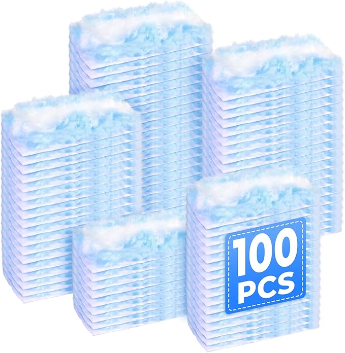 100 Pack Duster Refills Compatible with Swiffer, Disposable Microfiber Replacement Heads for Multi-Surface Cleaning on Blinds, Furniture & Fans, Blue (No Handle)