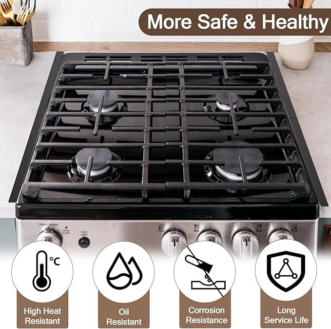 Stove Gap Covers Stainless Steel, 2Pack Retractable Length 13.8" to 27.5" Width 0.79", Heat-Resistant Stove Gap Filler & Range Trim Kit for Gaps Between Stove Top & Counter-Black