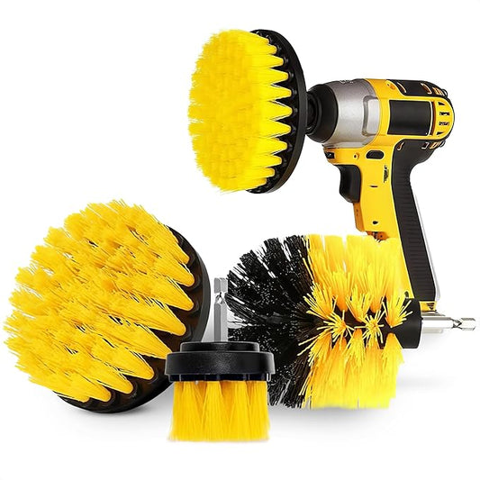 3 Pcs Drill Brush Attachments for Cleaning - Drill Brush Scrubber Set with Nylon Bristles, 2/3.5/4 in Heads, 1/4" Hex Shaft - Versatile for Bathroom Tile, Car Wheels, Garage Floors & Deep Grout Lines