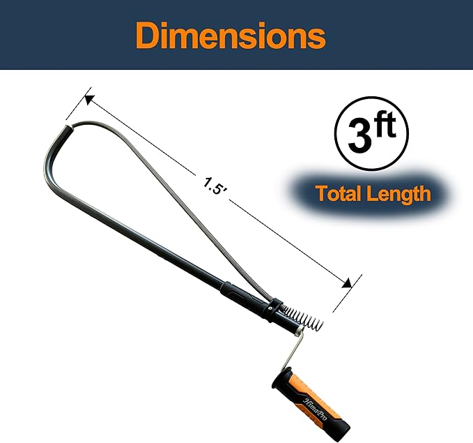 HimaPro Professional Toilet Auger/Closet Auger, 3 Feet Pipe Snake for Unclogging Toilets