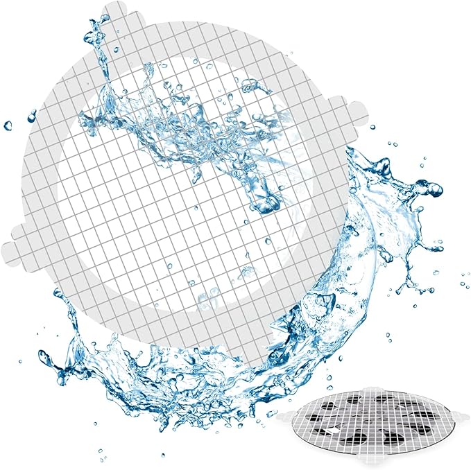 VIVIDLY 100 Pack Disposable Shower Drain Cover Hair Catcher Shower Drain Mesh Stickers, Bathroom, Bathtub, Kitchen, Sink, for Human and pet Hair (100)