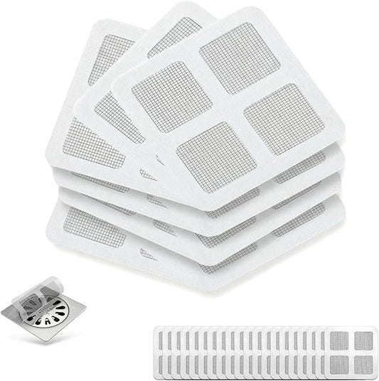 Disposable Shower Drain Hair Catcher, 50 Pack Adhesive Mesh Drain Covers for Shower, Bathtub, Bathroom Sink & Laundry – Peel and Stick Drain Strainer, Waterproof, Fast Drainage, Prevents Hair Clogs