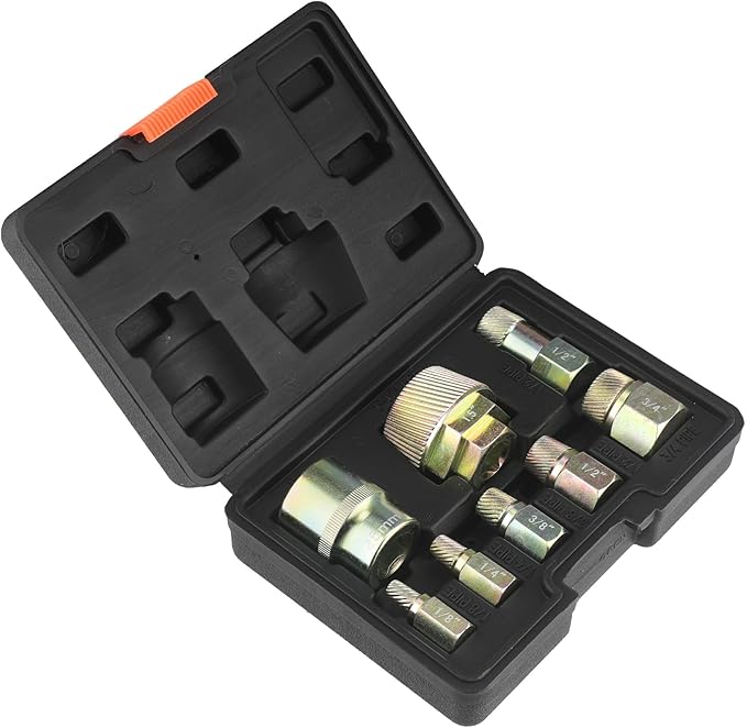 1.5" Tub Drain Removal Tool - 8 PCS Extractor Set for Stubborn Rusted Drains, Stops Stripping