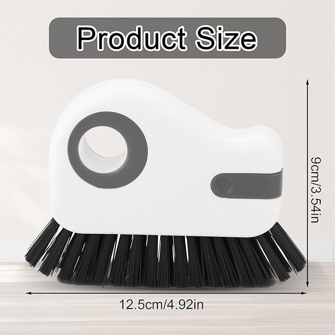 2pcs Crevice Cleaning Brush, Hard Bristle Window Track Cleaning Tools 2 in 1 Cleaner Scrub Brush Grip Brush Cleaner with Hidden Scraper for Sliding Door Sill Shutter Vents Household