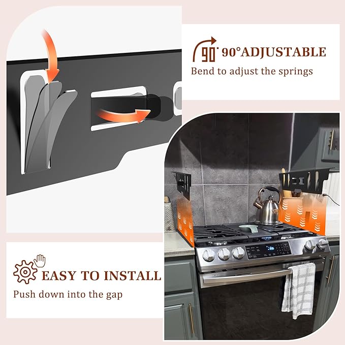 Stainless Steel Stove Gap Covers - Oven Gap Filler Kit 25.4" Between Stove & Counter Top - Heat Resistant Slide-in Range Trim Guard for Seamless Kitchen Accessories Easy Clean