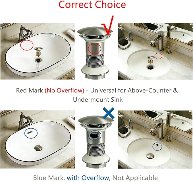 Bathroom Sink Drain, Without Overflow, Pop up Sink Drain Stopper with Strainer Plug for Vessel Sink Lavatory Vanity, SUS 304 Stainless Steel, Brushed Nickel