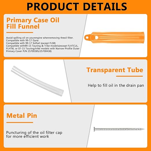 Oil Change Kit Compatible with Harley-Davidson, Complete Motorcycle Oil Change Tool Set with Filter Cap Wrench, Fill Tools & 30Pcs O-Rings