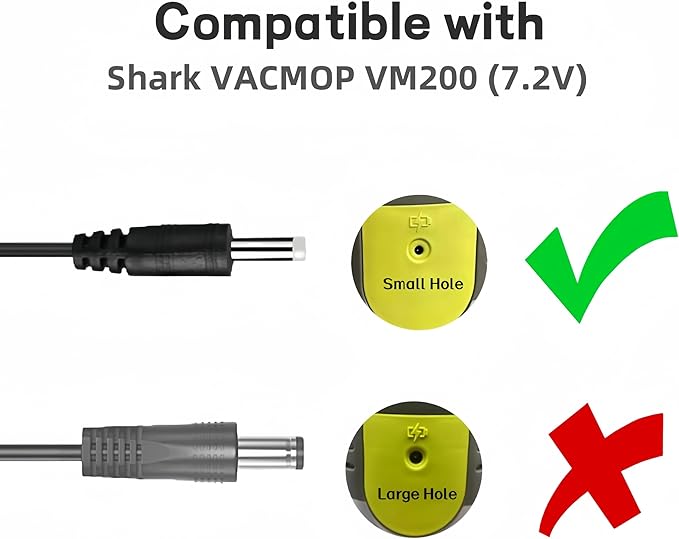 Charger for Shark VACMOP VM200 7.2V Vacuum Mop (New Version)