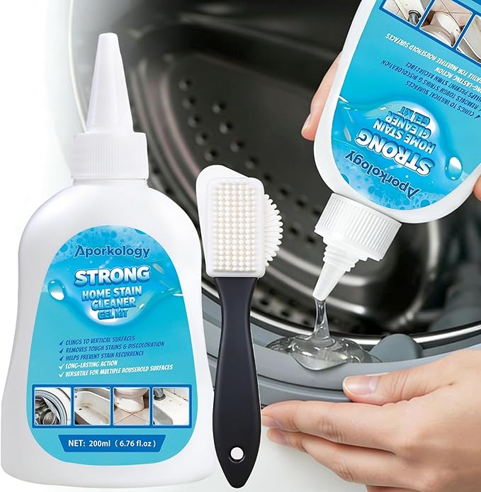 Mold Stain Remover Gel Home Stain Cleaner Gel, Heavy Duty Bathtub Stain Remover for Washing Machine, Toilet, Bathroom Grout, Bathtub, Kitchen Sinks, Tile, Door & Window Tracks（200ml）