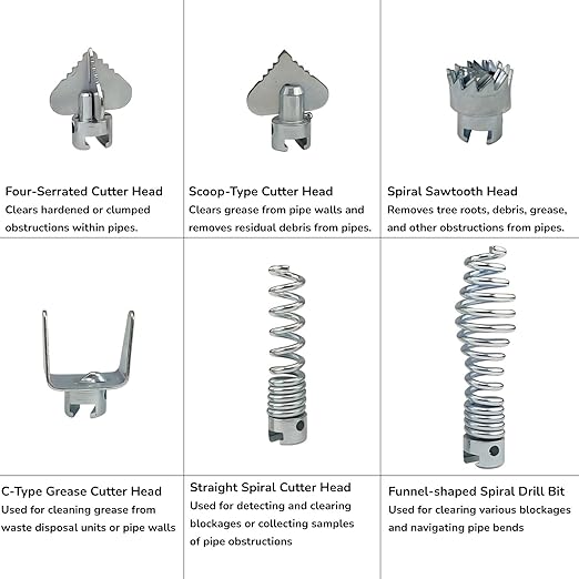 6Pcs Cutter Head for Dredging, 16mm Manganese Steel K400 Accessories Drain Cleaner Pipeline Dredging Machine Cutting Head with a Key