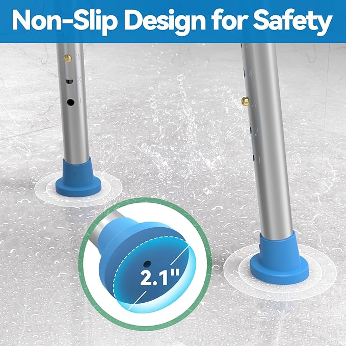 Loyoda Shower Chair for Inside Shower with Removable Back, Adjustable Height, Eligible Bathroom Stool Supprts up to 400lbs
