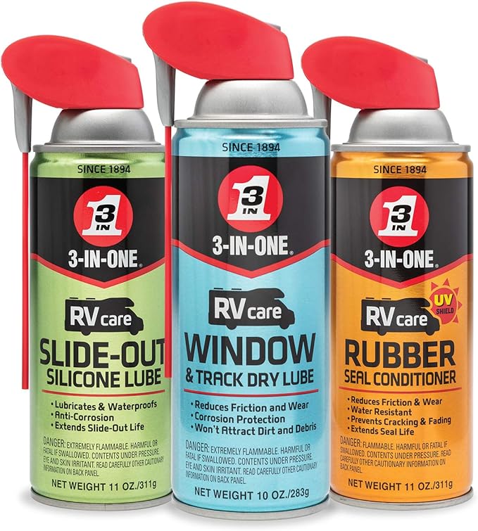 3-IN-ONE RVcare Window & Track Dry Lube with SMART STRAW SPRAYS 2 WAYS, 10 OZ [6-Pack]