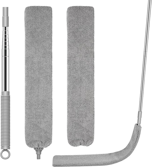 SetSail Dusters for Cleaning Retractable Gap Duster with Extension Pole 81-inch Long Handle Cleaning Tools Flat Dust Cleaner with 2 Microfiber Dusting Cloths for Under Appliances Furniture Fridge