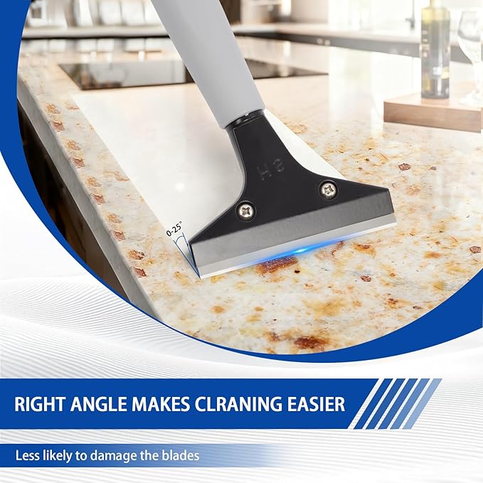 4"Razor Blade Floor Scraper with Long Handle,61in Adjustable Floor Scraper Heavy Duty with 10PCS Extra Metal Blades Paint Scraper for Cleaning Stickers Gum Glass Wall Tile Linoleum Stove Top