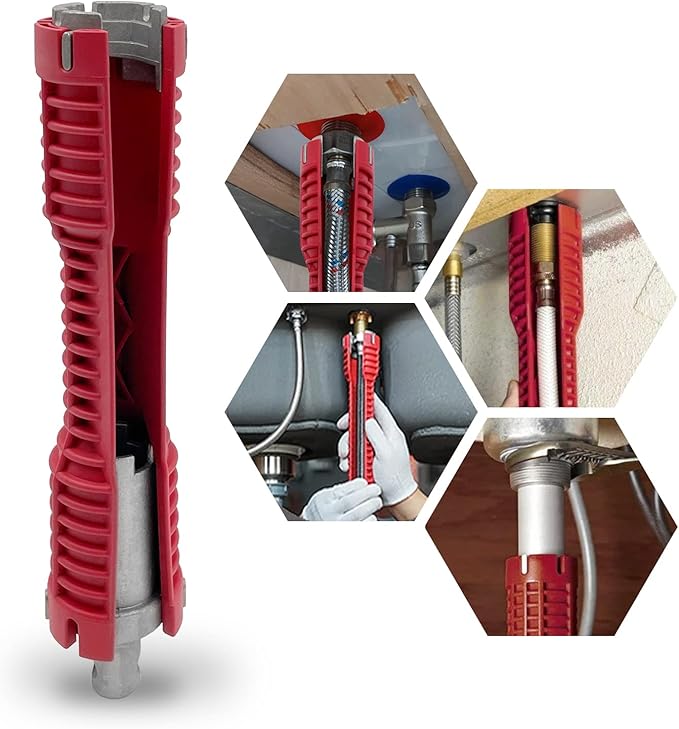 Basin Wrench, Faucet and Sink Installer Tool Multifunctional Plumbing Tool Pipe Extractor for Sink Bathroom Kitchen Toilet Plumbing