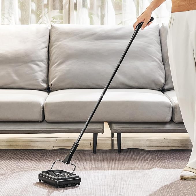 VEVOR Carpet Sweeper, 7.87 in Sweeping Paths, Floor Sweeper Manual Non Electric, 300 ml Dustbin Capacity with Comb for Home Office Rugs Hardwood Surfaces Wood Floors Laminate, Cleans Dust Pet Hair