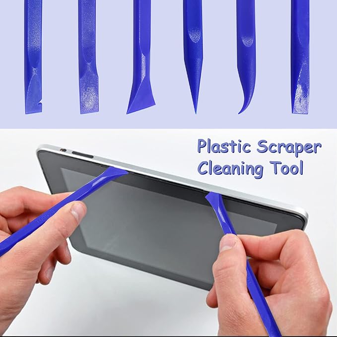 18Pcs Carbon Fiber Scraper Cleaning Tool Non-Scratch Plastic Multi-Purpose Stiff Scraper Pen-Shaped Scraper Tool for Paint, Stickers Label, Food, Tight Spaces, Crevices, Kitchen (Blue)